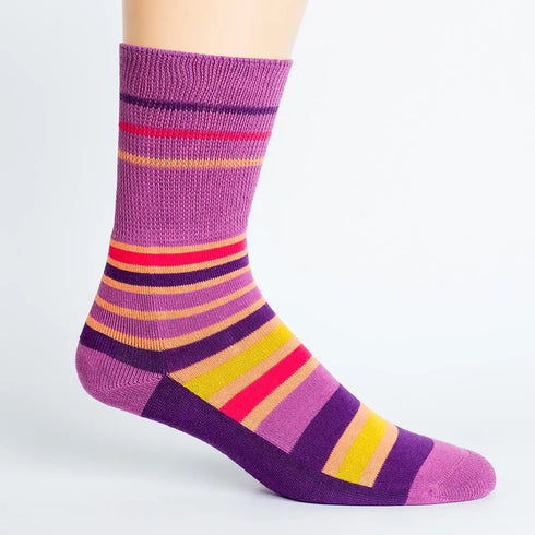Stripes Purple + Orange Diabetic Socks